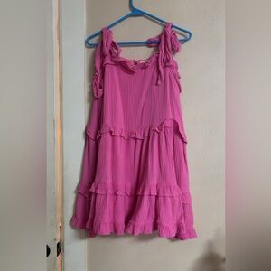 Girls Pink Ruffled Tiered Summer Dress